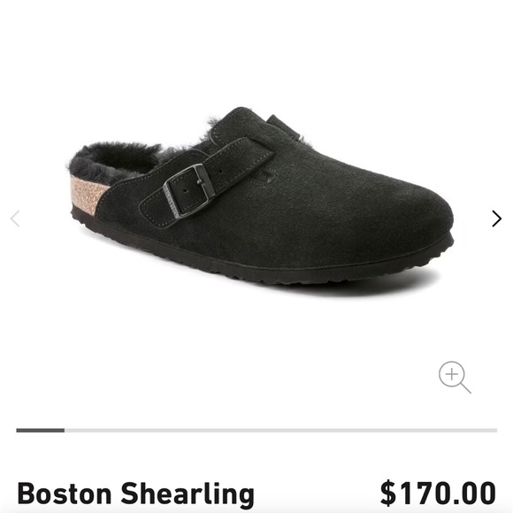 Birkenstock Boston Shearling Suede Leather - Black - Picture 1 of 10